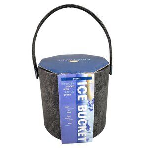 Kraftware Ice Bucket 3 Quart Insulated Retro Barware VTG Brown Embossed Paisley